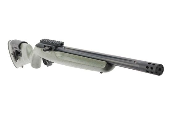 Ruger 10/22 custom shop competition rifle features a 16 inch heavy fluted barrel